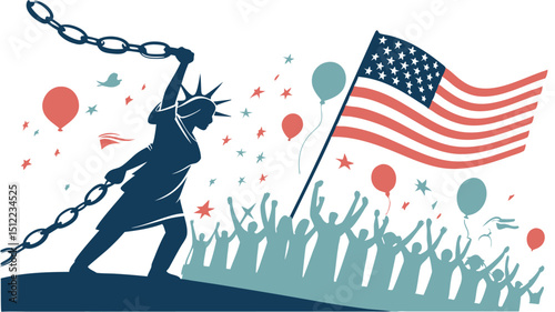 Inspiring and atmospheric artwork emphasizing liberty and unity
