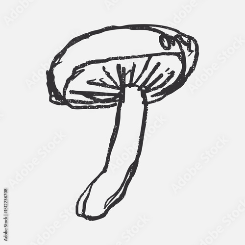 Doodle elements of fruit and vegetable, specifically a Mushroom