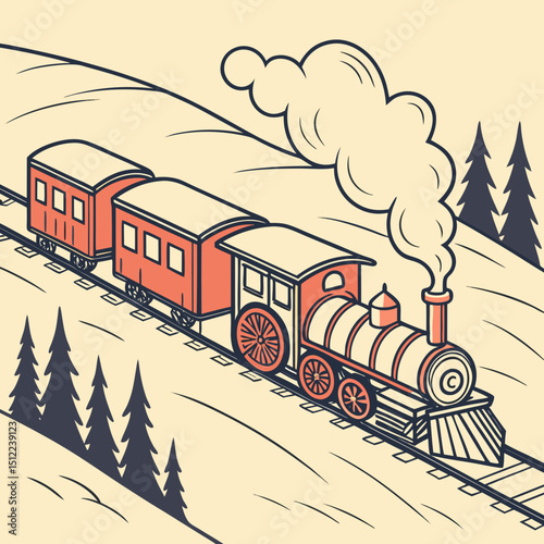 train in the mountains vector silhouette