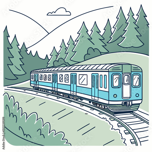 train in the mountains vector silhouette