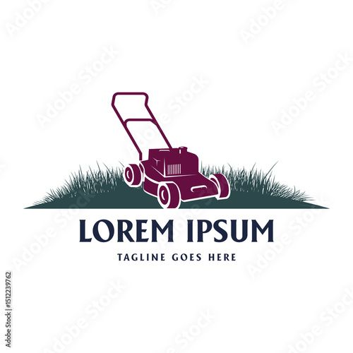 Simple Minimalist Lawn Mower or Cutter Grass for Machine Product or Home Service Logo Design