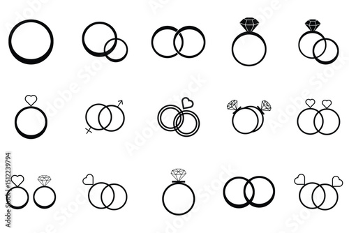 Diamond ring icon set. Diamond Ring silhouette vector. creative details Engagement Ring Icon vector illustration