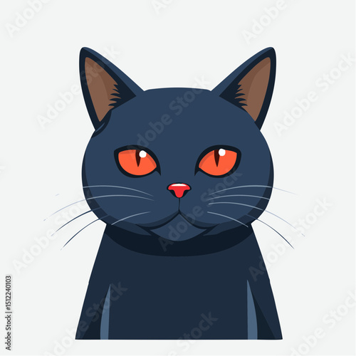 Black Cat with Red Eyes – Halloween Icon Vector