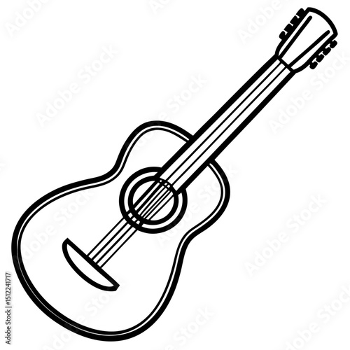 Minimal Guitar Vector on White