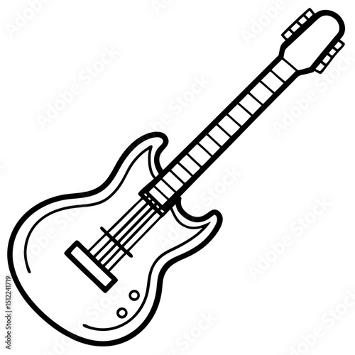 Minimal Guitar Vector on White