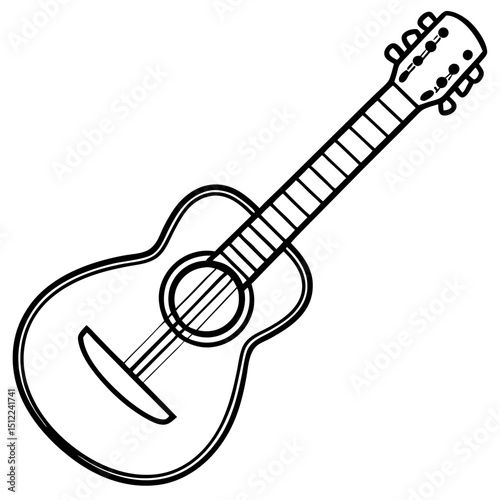 Minimal Guitar Vector on White
