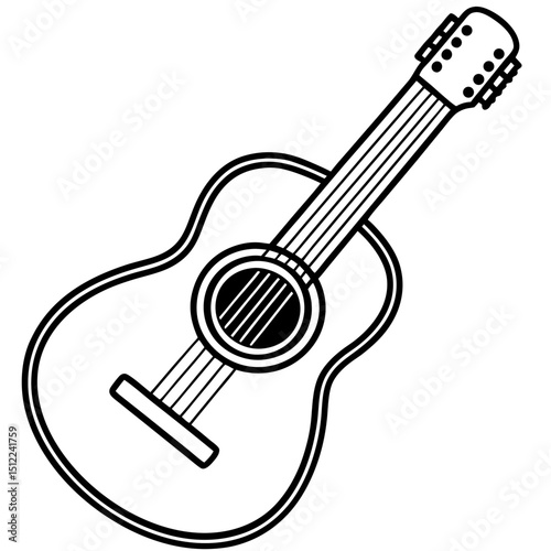 Minimal Guitar Vector on White