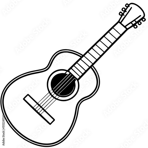 Minimal Guitar Vector on White