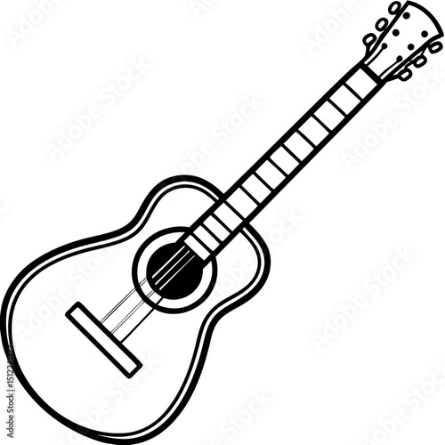 Minimal Guitar Vector on White