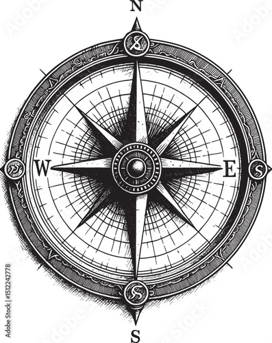 A classic compass with a spinning needle, essential for explorers and travelers to find true north and navigate uncharted paths with confidence and precision.

