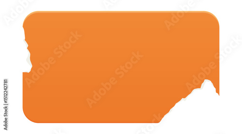 Retro orange rectangle sticker. Wrinkled badge with a ripped paper edge. Price tag. Old distressed blank label with grunge texture for scrapbook designs.	
