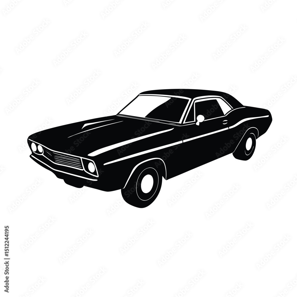 Naklejka premium Muscle Car Body Silhouette of 1950s Model on White Background