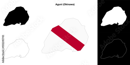 Aguni (Okinawa) outline map set