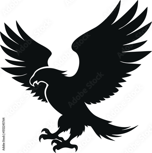 Flying eagle vector silhouette illustration with outstretched wings, a symbol of freedom in nature's design