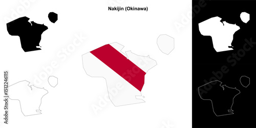 Nakijin (Okinawa) outline map set
