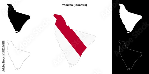Yomitan (Okinawa) outline map set