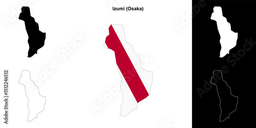 Izumi (Osaka) outline map set