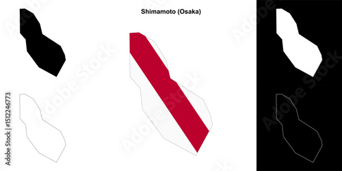 Shimamoto (Osaka) outline map set