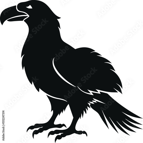 Eagle vector silhouette illustration isolated on white, perfect for animal, bird, or wildlife designs, logos, and tattoos