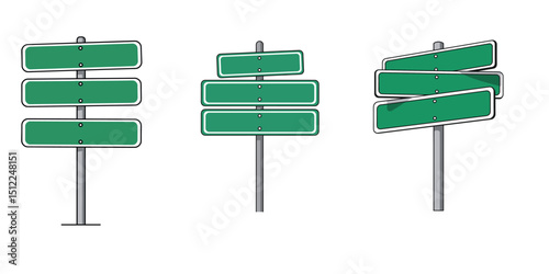Green traffic signs. Road board text panel
