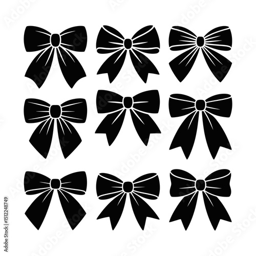  bows on Happy birthday black transparent background