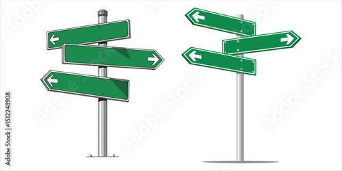 Green traffic signs. Road board text panel