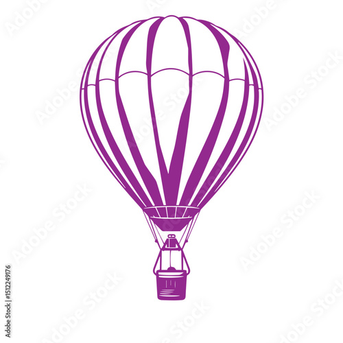 Hot air balloon silhouette vector graphic illustration design outline logo.
