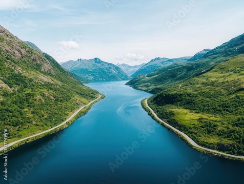 A winding bridge over a fjord, dramatic and aweinspiring road trip destination