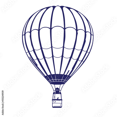 Hot air balloon silhouette vector graphic illustration design outline logo.