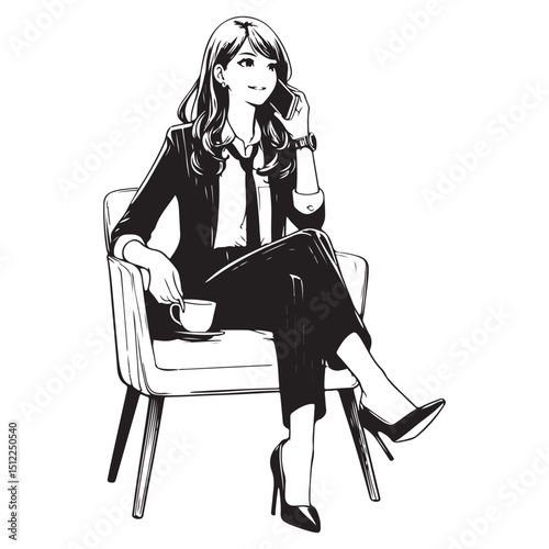 Businesswoman talking on the phone vector illustration