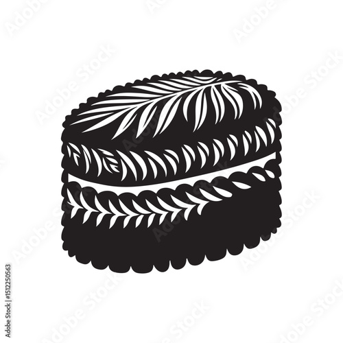 National Lamington Day Silhouette Vector Illustration, Solid White Background.