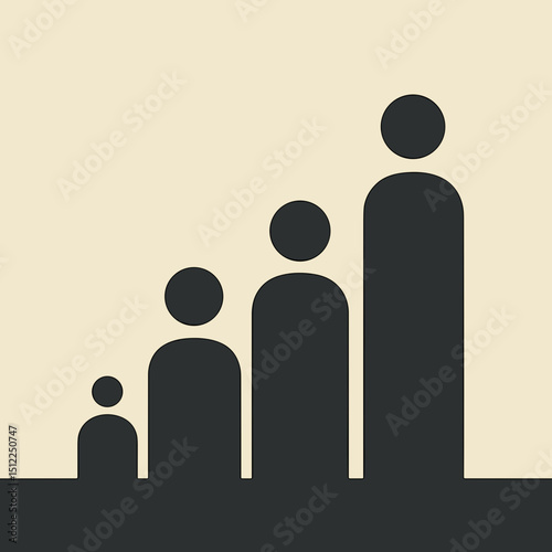 Abstract representation of increasing growth with human figures  