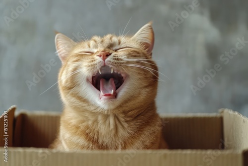 Wallpaper Mural Playful cat laughing inside cardboard box Torontodigital.ca