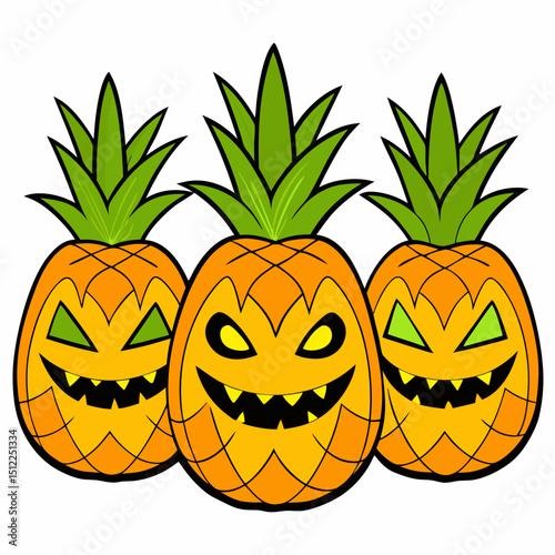 pineapples styled like Halloween