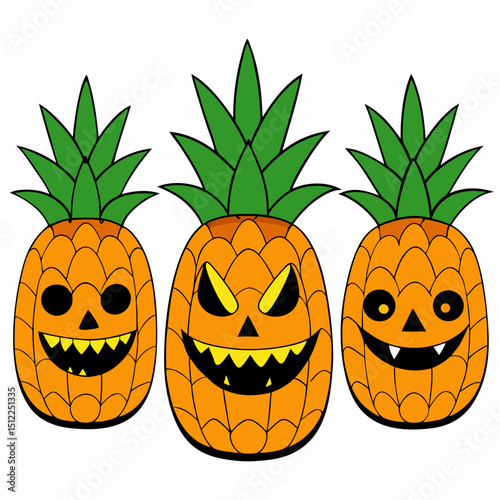 pineapples styled like Halloween