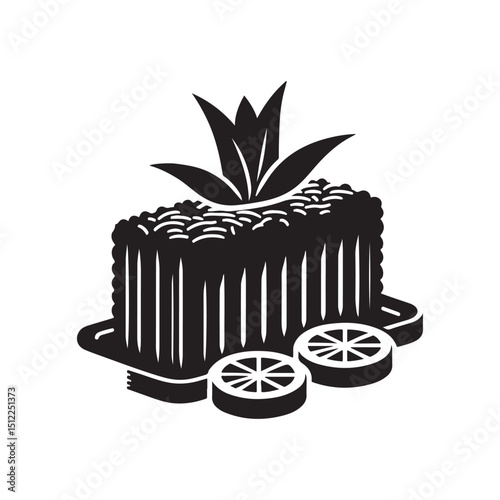 National Lamington Day Silhouette Vector Illustration, Solid White Background.