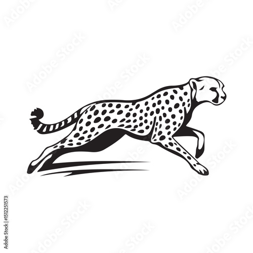 Vector illustration of a running leopard, symbolizing speed, power, and determination isolated on white background.