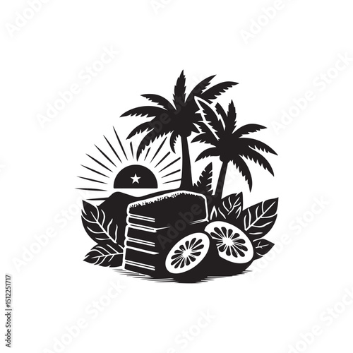 National Lamington Day Silhouette Vector Illustration, Solid White Background.