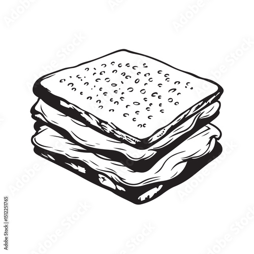 Vector illustration of a delicious sandwich with fresh ingredients such as lettuce, tomato, cheese, and meat, arranged in an appetizing and colorful style