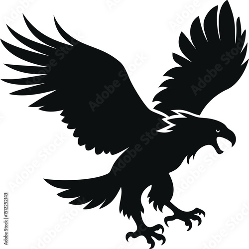 A Majestic Silhouette of an Eagle Landing  