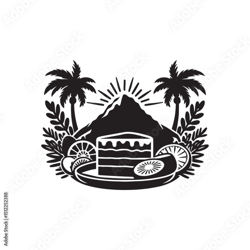National Lamington Day Silhouette Vector Illustration, Solid White Background.