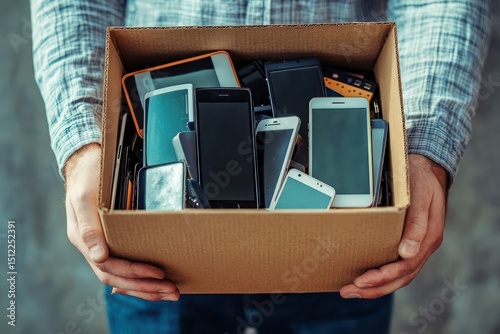 Man donating old electronics for reuse and recycling