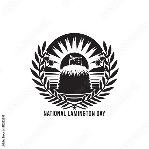 National Lamington Day Silhouette Vector Illustration, Solid White Background.
