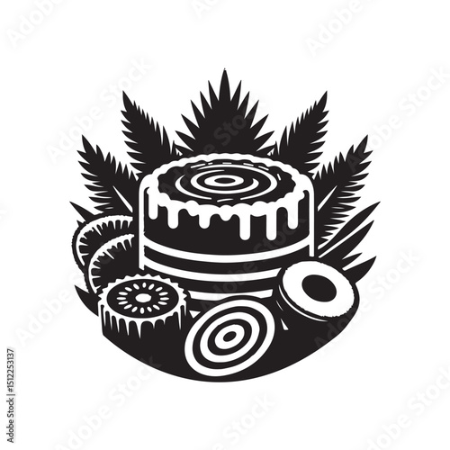 National Lamington Day Silhouette Vector Illustration, Solid White Background.