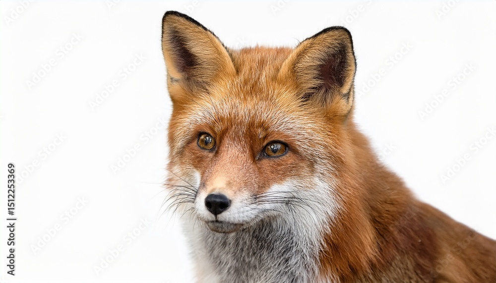 Fototapeta premium charming fox portrait a realistic and adorable feline on white