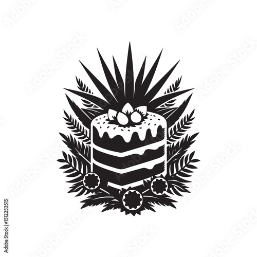 National Lamington Day Silhouette Vector Illustration, Solid White Background.