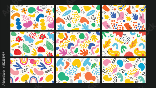 Colorful Abstract Seamless Background Set
