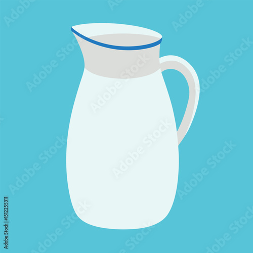 Classic White Milk Pitcher Illustration Perfect for Kitchen Decor