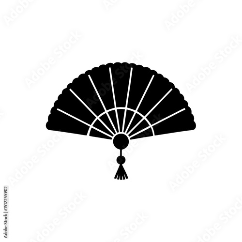 creative details Outline silhouette traditional hand fan icon vector illustration