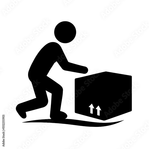 Person Lifting Box Icon – Delivery and Manual Labor Symbol